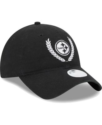 Women's Black Pittsburgh Steelers Leaves 9TWENTY Adjustable Hat