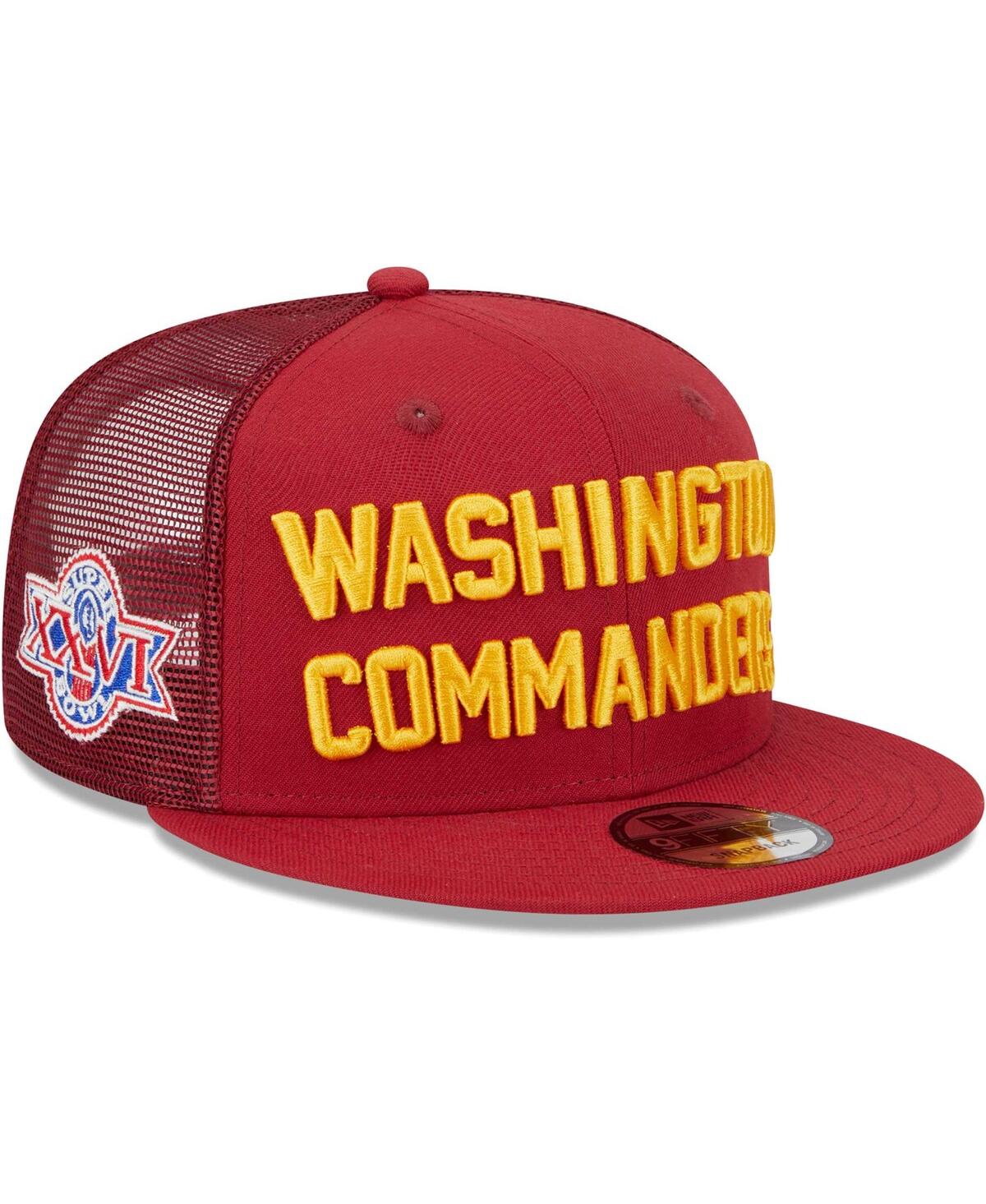 Shop New Era Men's  Burgundy Washington Commanders Stacked Trucker 9fifty Snapback Hat