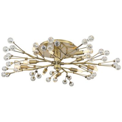 LED Brass 10-Light Crystal Berry 27.5" Wide Modern Fixture Ceiling Light Semi Flush Mount