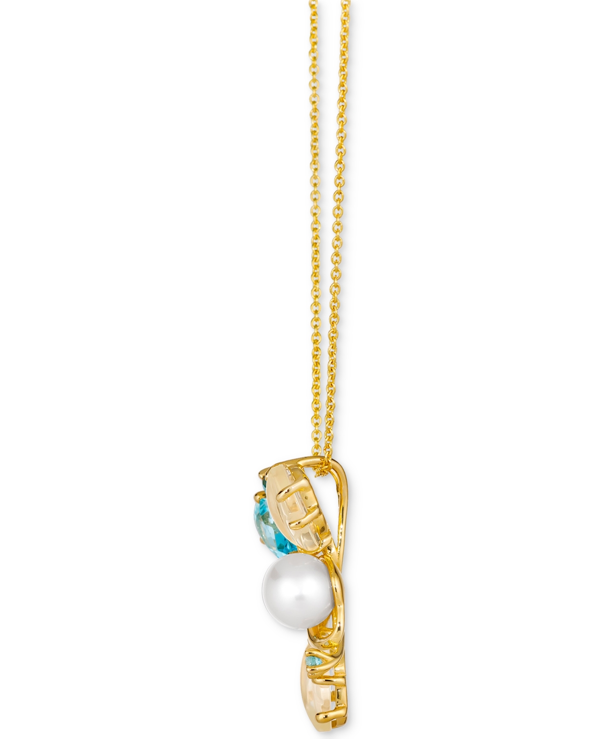 Shop Le Vian Ombre Multi-gemstone (2-1/3 Ct. T.w.), Vanilla Pearl (6mm), & Vanilla Diamond Accent Adjustable 20"  In K Honey Gold Pendant