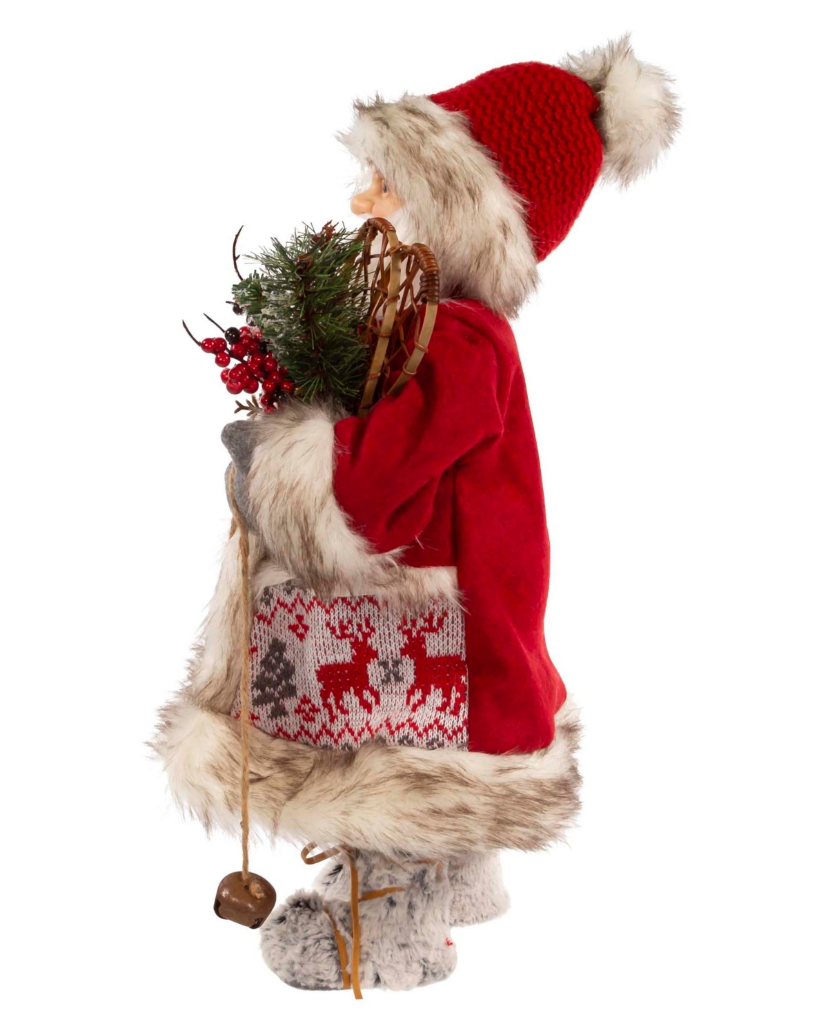 Kurt Adler 18" Santa With Gift Box And Bells In White