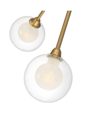 Warm Brass 9-Light LED Clear Globe Glass 28" Wide Modern Fixture Ceiling Light Flush Mount