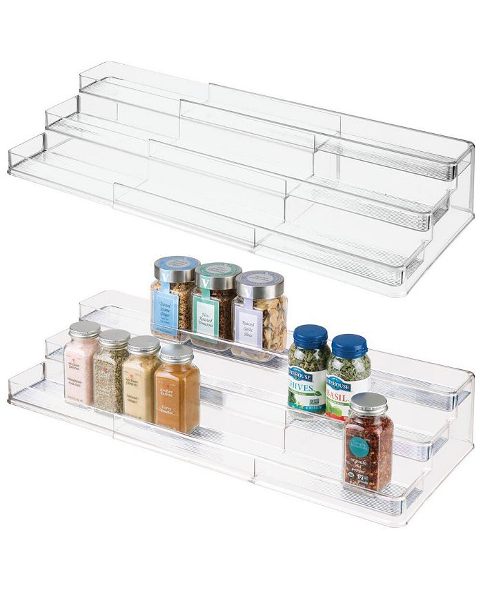 Mdesign Plastic Kitchen Tiered Canned Food Storage Shelves - Clear