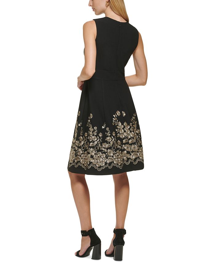 Calvin Klein Women's Embroidered Fit & Flare Dress - Macy's