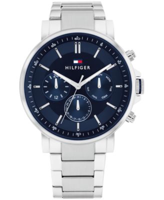 Tommy Hilfiger Men s Multifunction Silver Tone Stainless Steel Watch 43mm Macy s