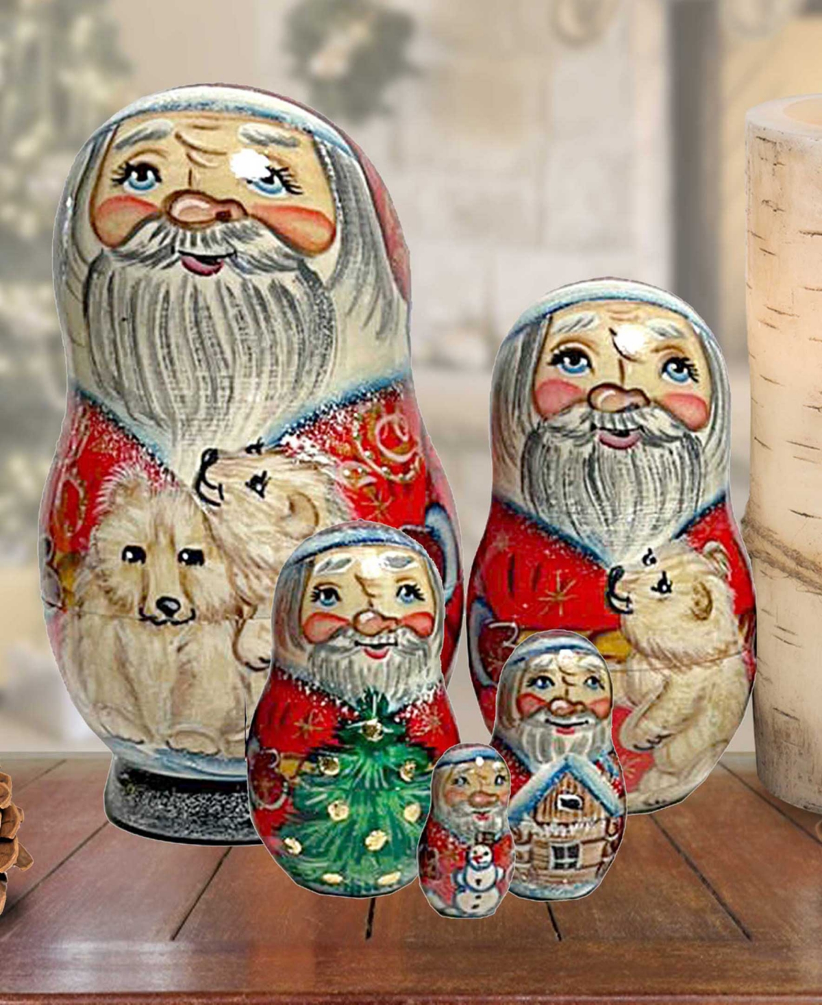 Shop Designocracy Santa With Polar Bears Matryoshka Nesting Hand-painted Doll Set Of 5 By G. Debrekht In Multi Color