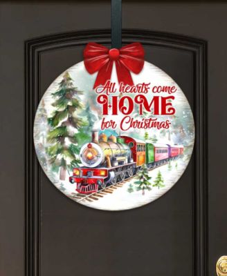 All Hearts Come Home for Christmas Wooden Door Decor Welcome Sign G. DeBrekht