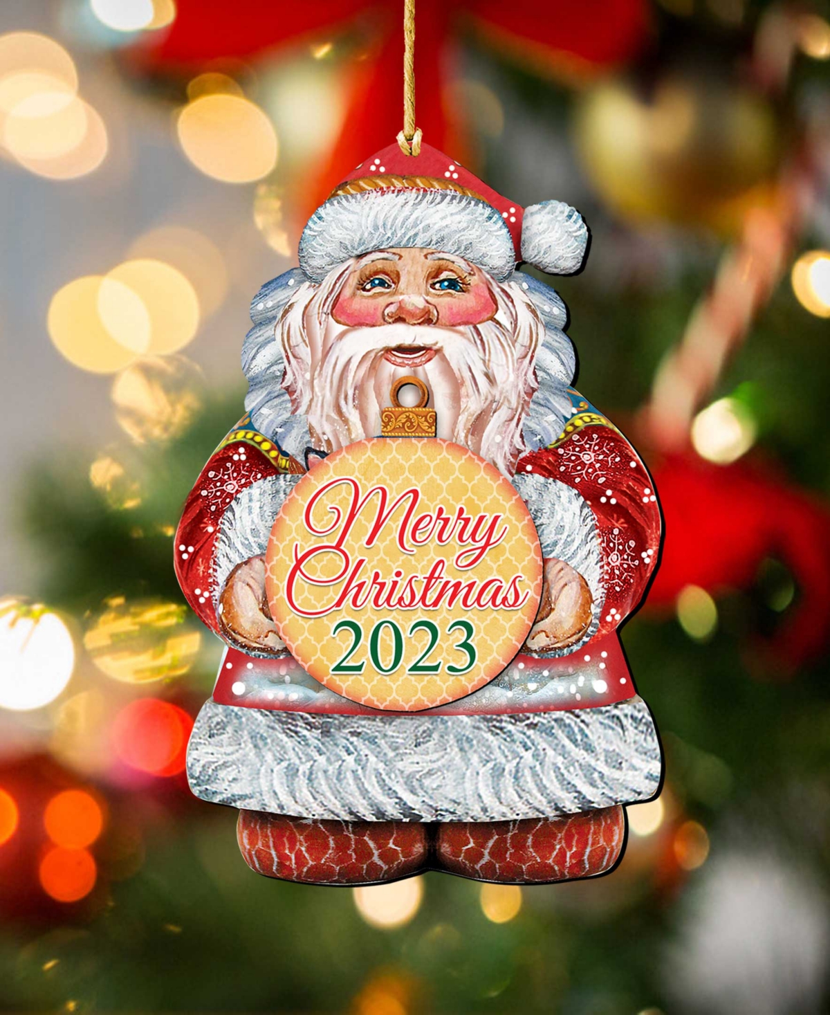 Designocracy 2023 Dated Merry Christmas Wooden Ornaments Holiday Decor Set Of 2 G. Debrekht In Multi Color
