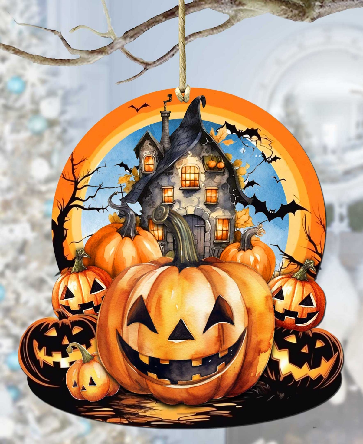 Designocracy Holiday Wooden Ornaments Haunted House Home Decor G. Debrekht In Multi Color