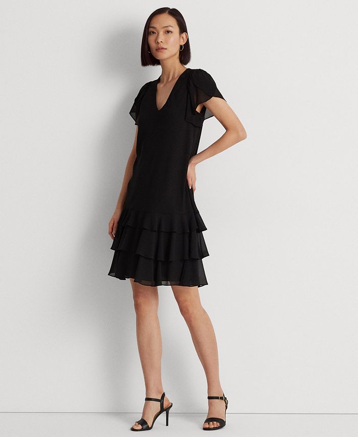 Lauren Ralph Lauren Women's Georgette Drop-Waist Dress - Macy's