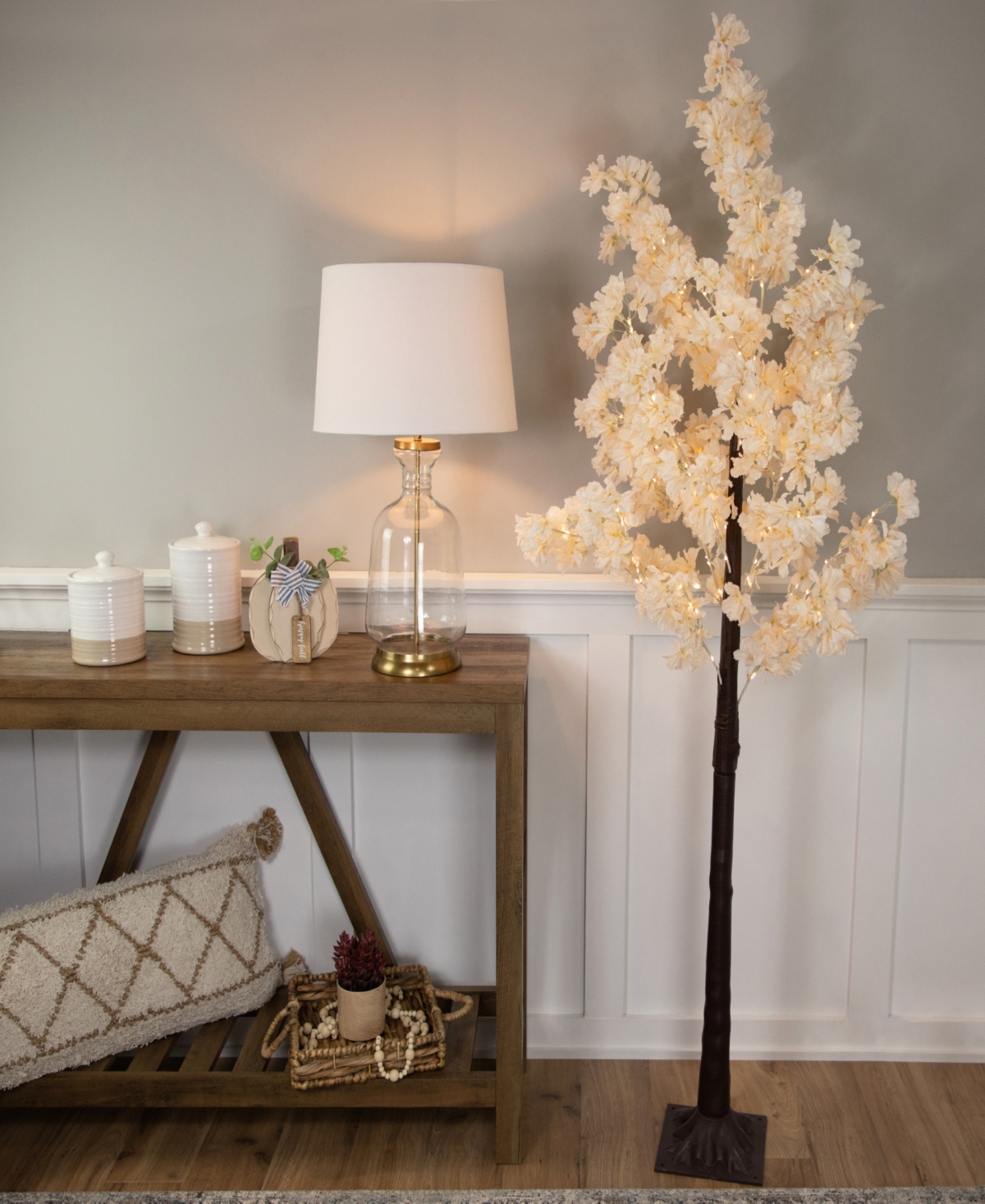 Northlight 6' Light Emitting Diode (led) Lighted Floral Artificial Tree Warm Lights In White