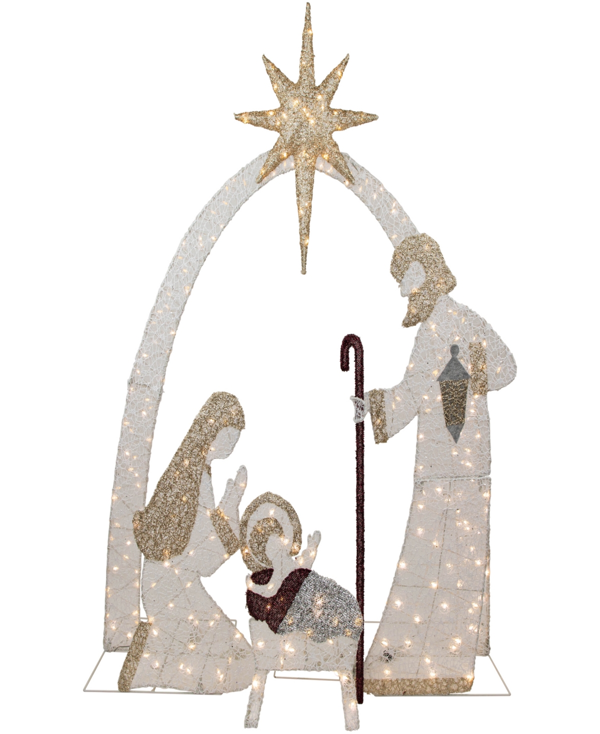Northlight 6.75' Light Emitting Diode (led) Lighted Holy Family Nativity Scene Outdoor Christmas Decoration In White