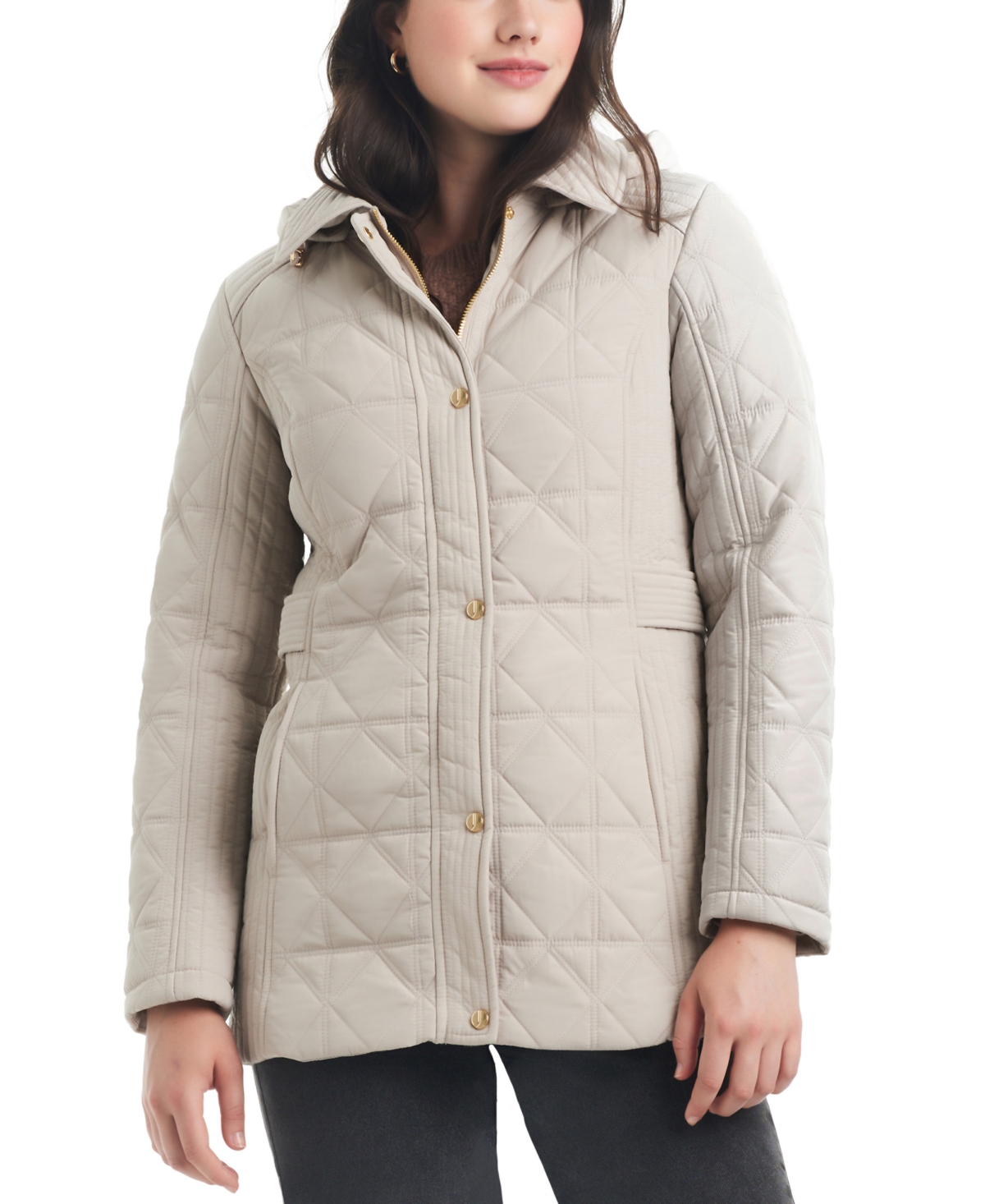 Jones New York Women s Hooded Quilted Coat Black Smart Closet