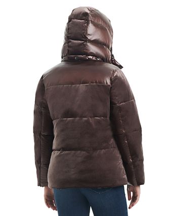 Vince Camuto Women s Velvet Hooded Puffer Coat Macy s