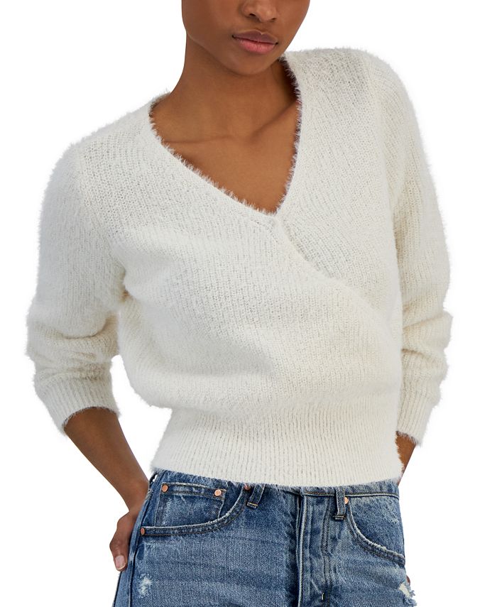 Derek Heart Juniors' Surplice-Neck Long-Sleeve Sweater