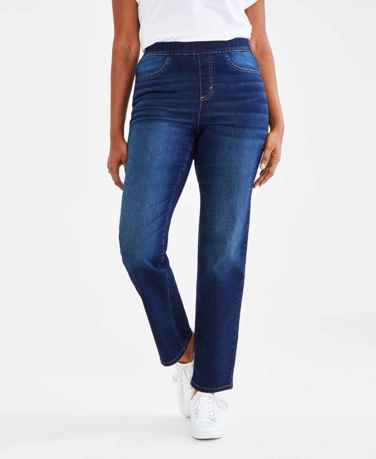 Style & Co Women's Mid-rise Pull-on Straight-leg Denim Jeans, Created For Macy's In Sunflower