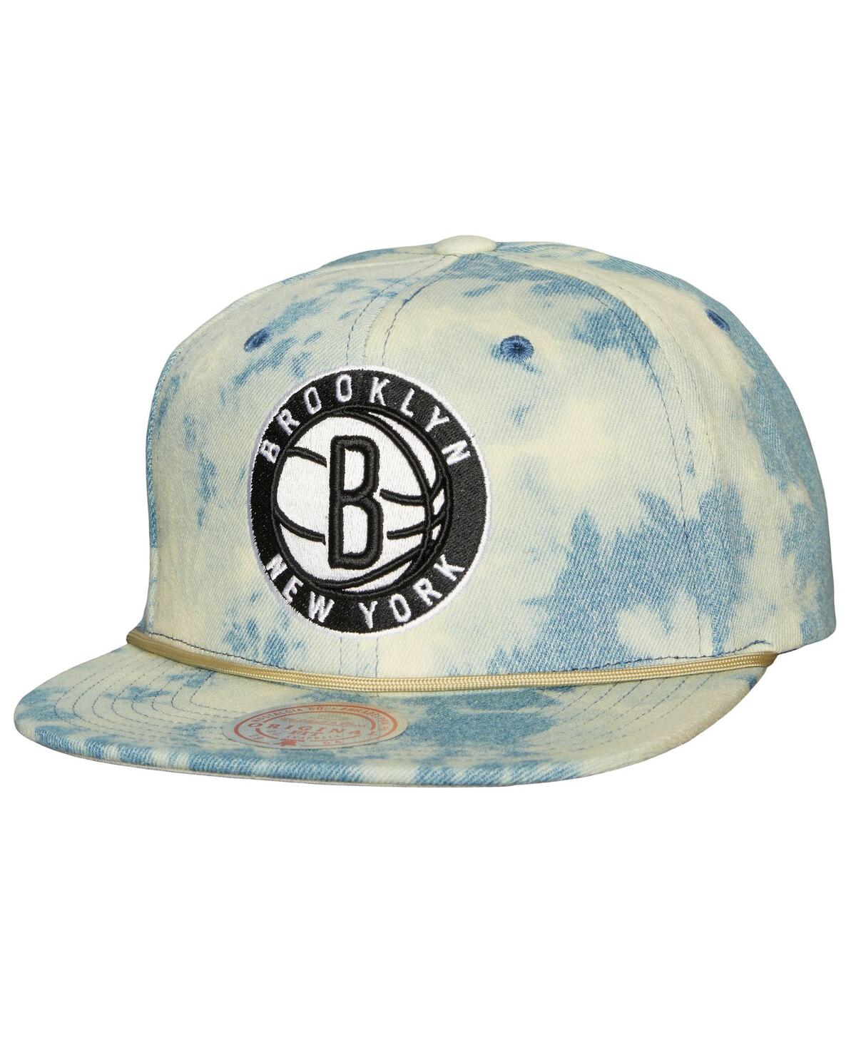 Mitchell & Ness Men's  Denim Brooklyn Nets Acid Wash Snapback Hat