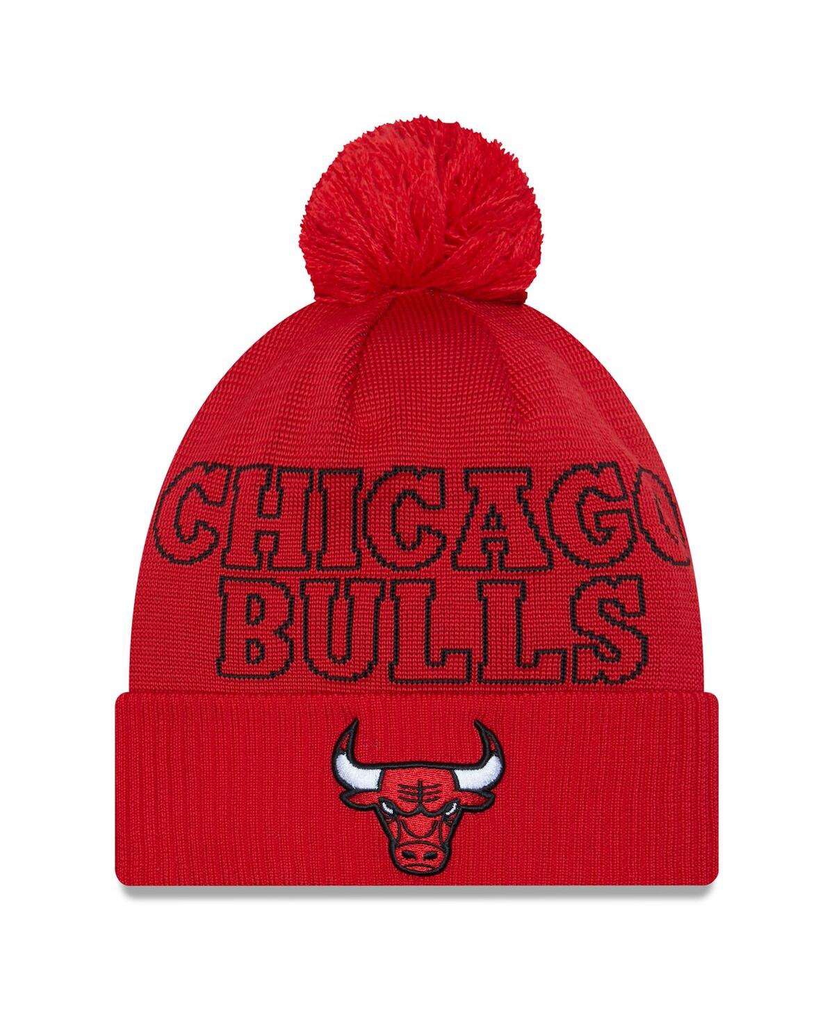 New Era Men's  Red Chicago Bulls 2023 Nba Draft Cuffed Knit Hat With Pom