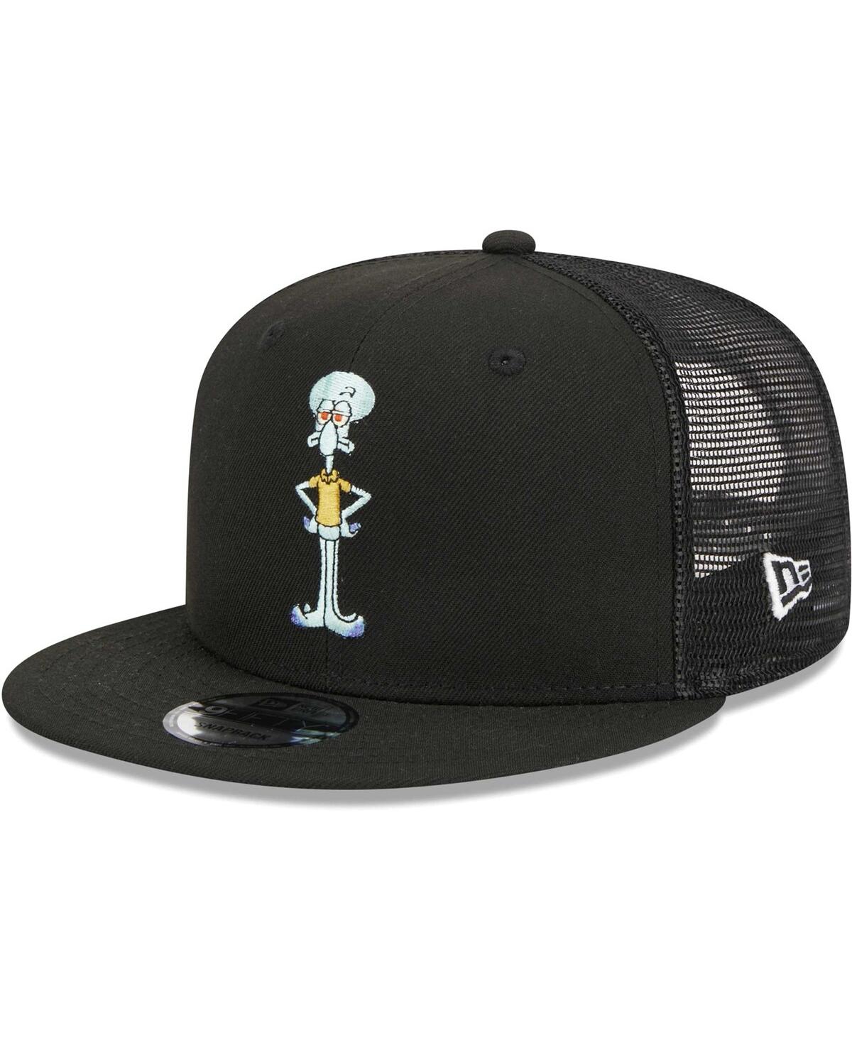 NEW ERA MEN'S NEW ERA BLACK SPONGEBOB SQUAREPANTS SQUIDWARD MESH TRUCKER 9FIFTY SNAPBACK HAT 