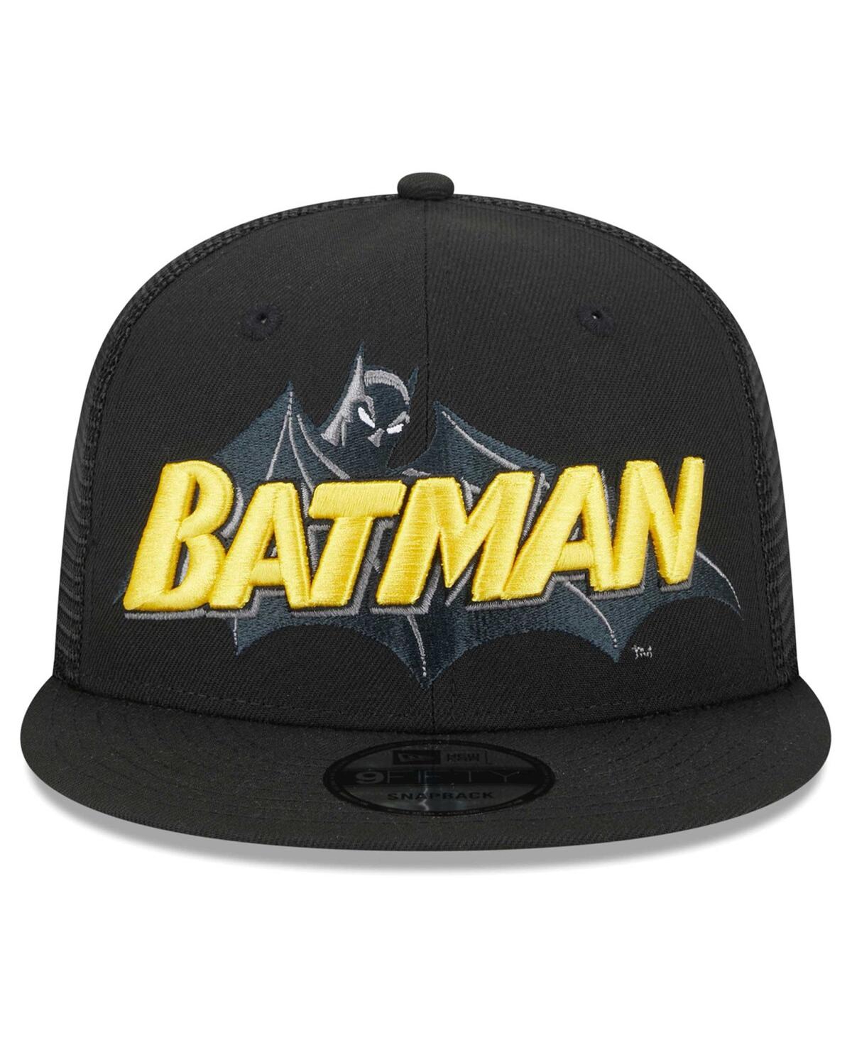 NEW ERA MEN'S NEW ERA BLACK BATMAN TRUCKER 9FIFTY SNAPBACK HAT 