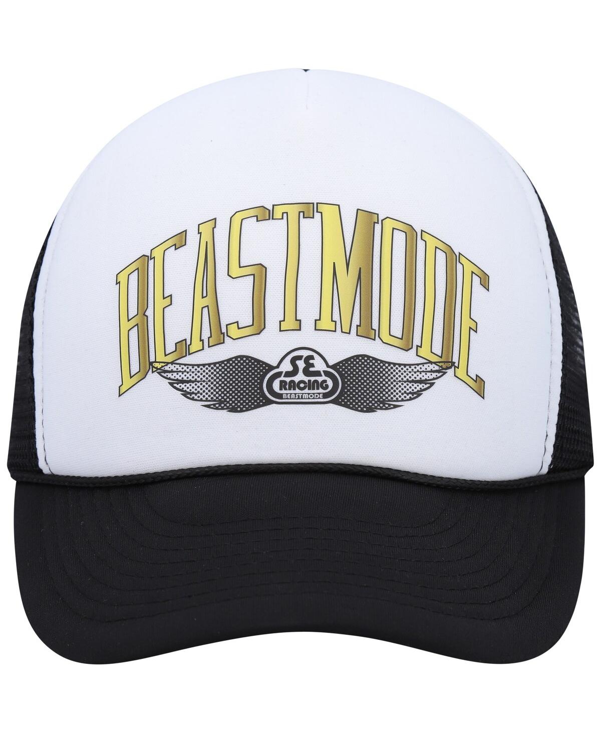Shop Beast Mode Men's  X Se Racing Black Racing Trucker Snapback Hat