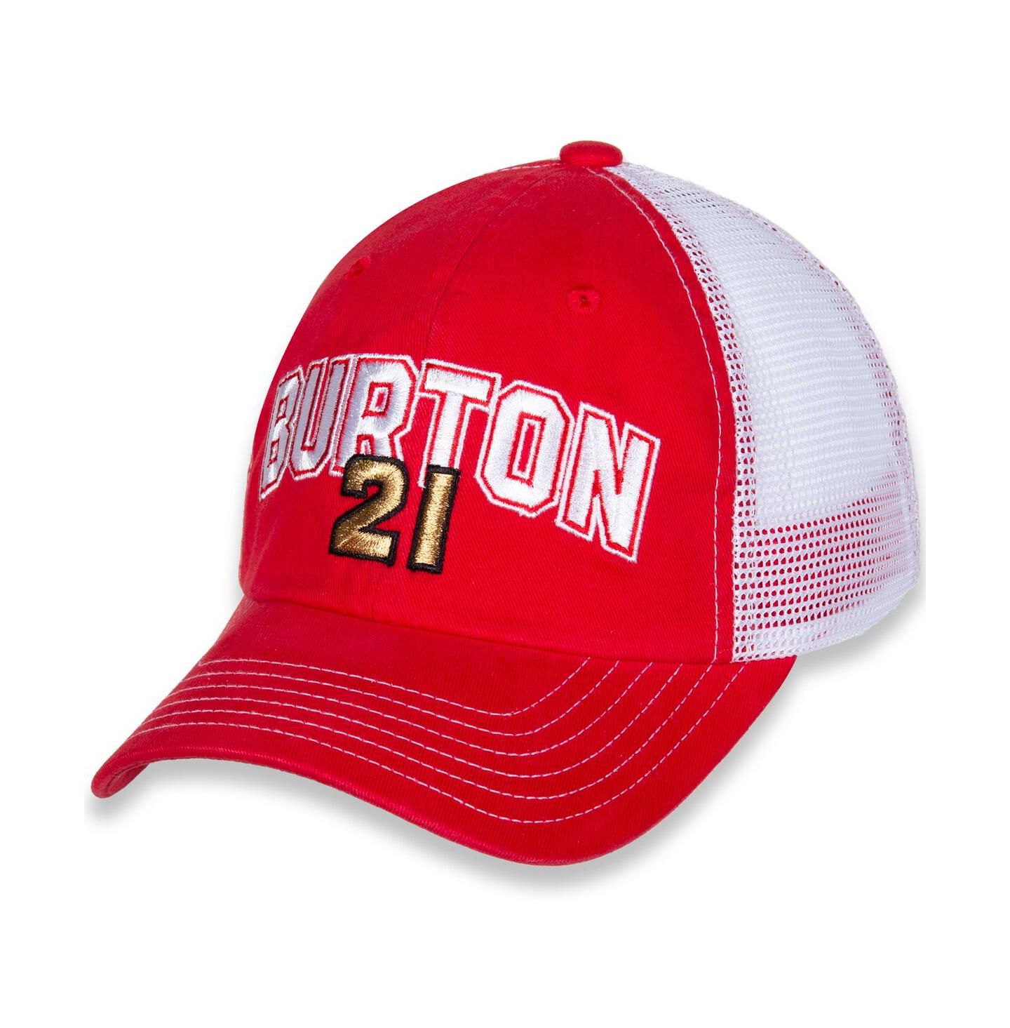 Женская кепка Checkered Flag Sports Red, White Harrison Burton Name and Number Adjustable Hat — фото 1