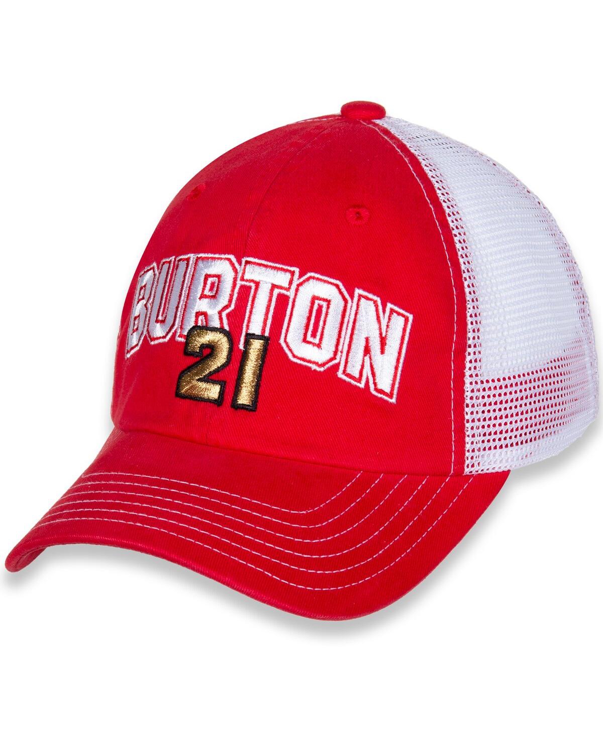 Women's Checkered Flag Sports Red, White Harrison Burton Name and Number Adjustable Hat - Red, White