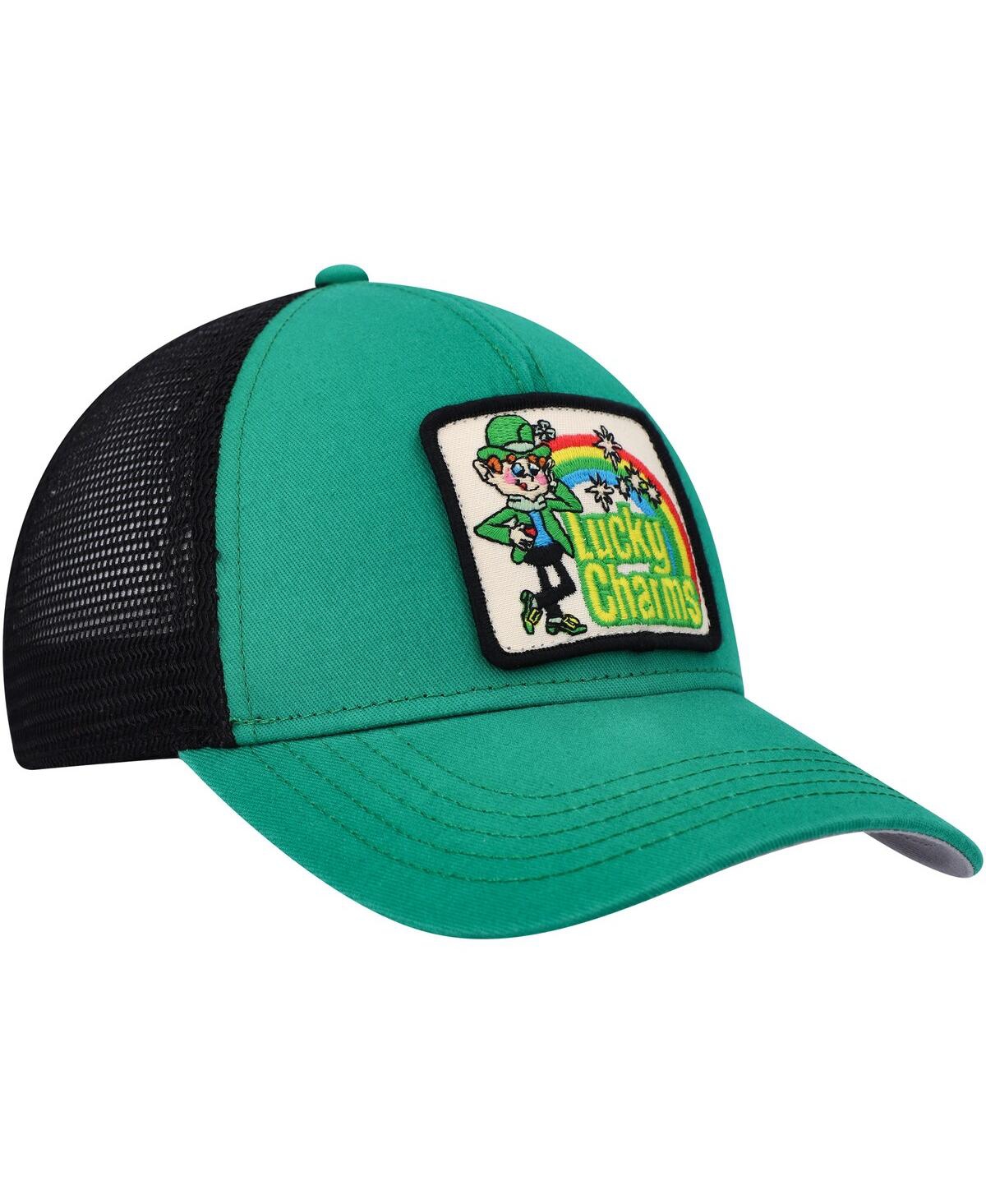 AMERICAN NEEDLE MEN'S AMERICAN NEEDLE GREEN, BLACK LUCKY CHARMS VALIN TRUCKER SNAPBACK HAT 
