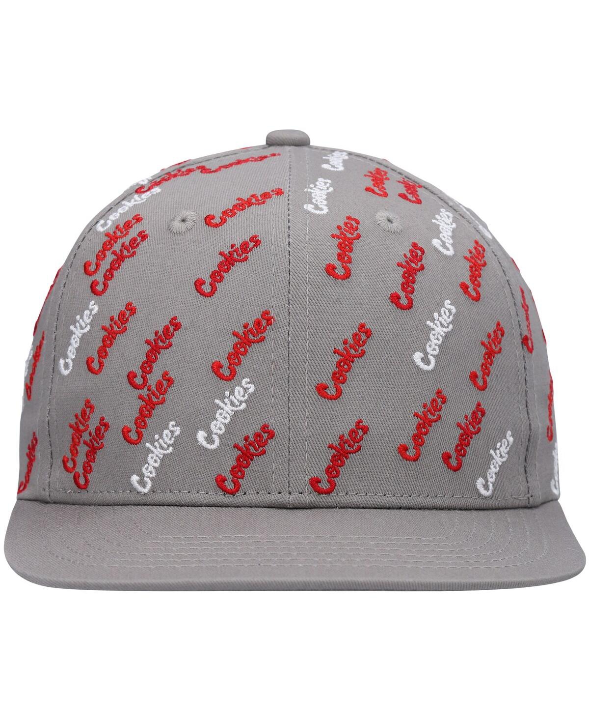 Shop Cookies Men's  Gray Triple Beam Allover Print Snapback Hat