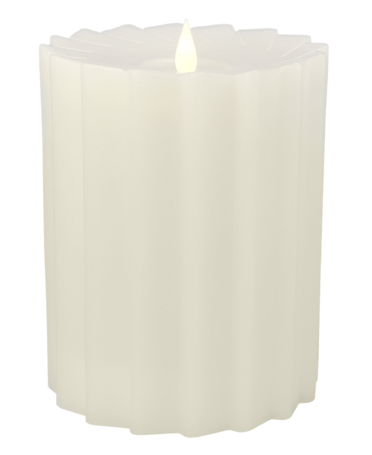 Seasonal Sutton Fluted Motion Flameless Candle 5 X 7 In Ivory