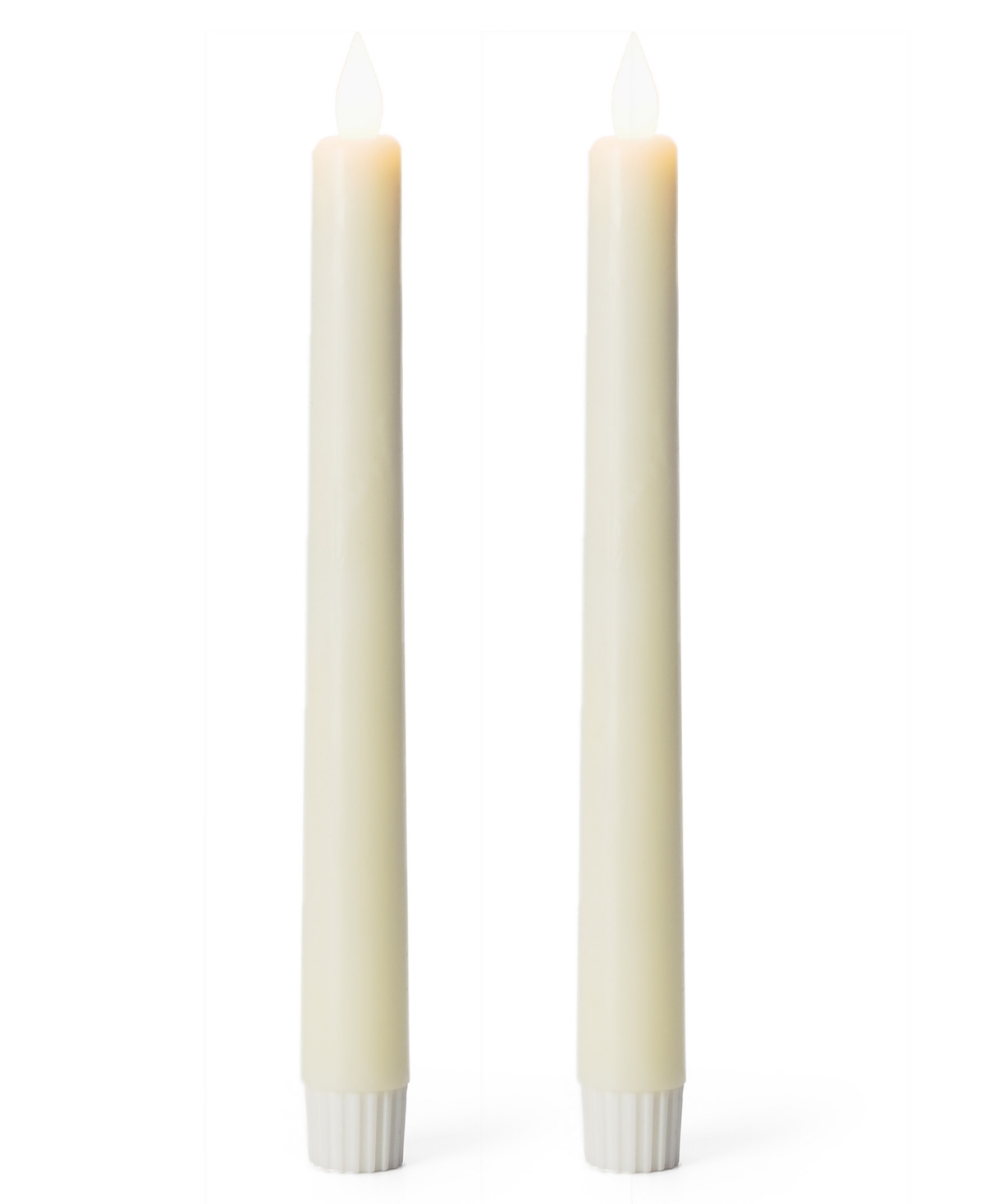 Seasonal Sutton Fluted Motion Flameless Taper Candle 1 X 9.75, Set Of 2 In Ivory