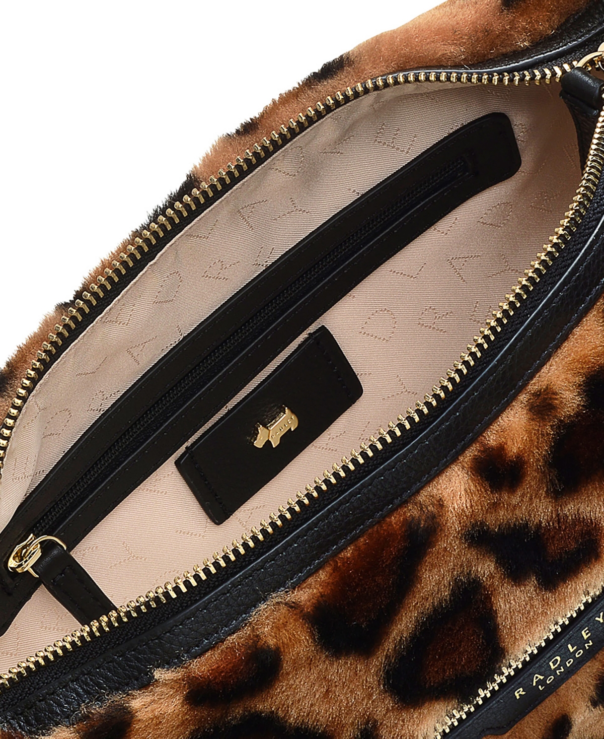 Radley London Witham Road Faux Teddy Small Zip Top Crossbody Leopard Smart Closet