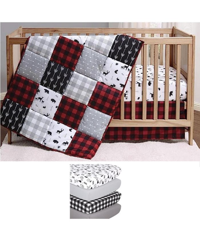 The Peanutshell Buffalo Plaid 7 Piece Baby Nursery Crib Bedding Set