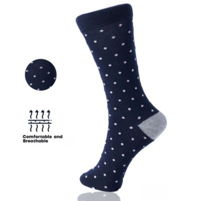 6 Pack Mens Cotton Dress Socks Mid Calf Argyle Pattern Solids Set