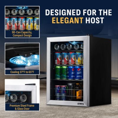 90-Can Freestanding Beverage Cooler Refrigerator