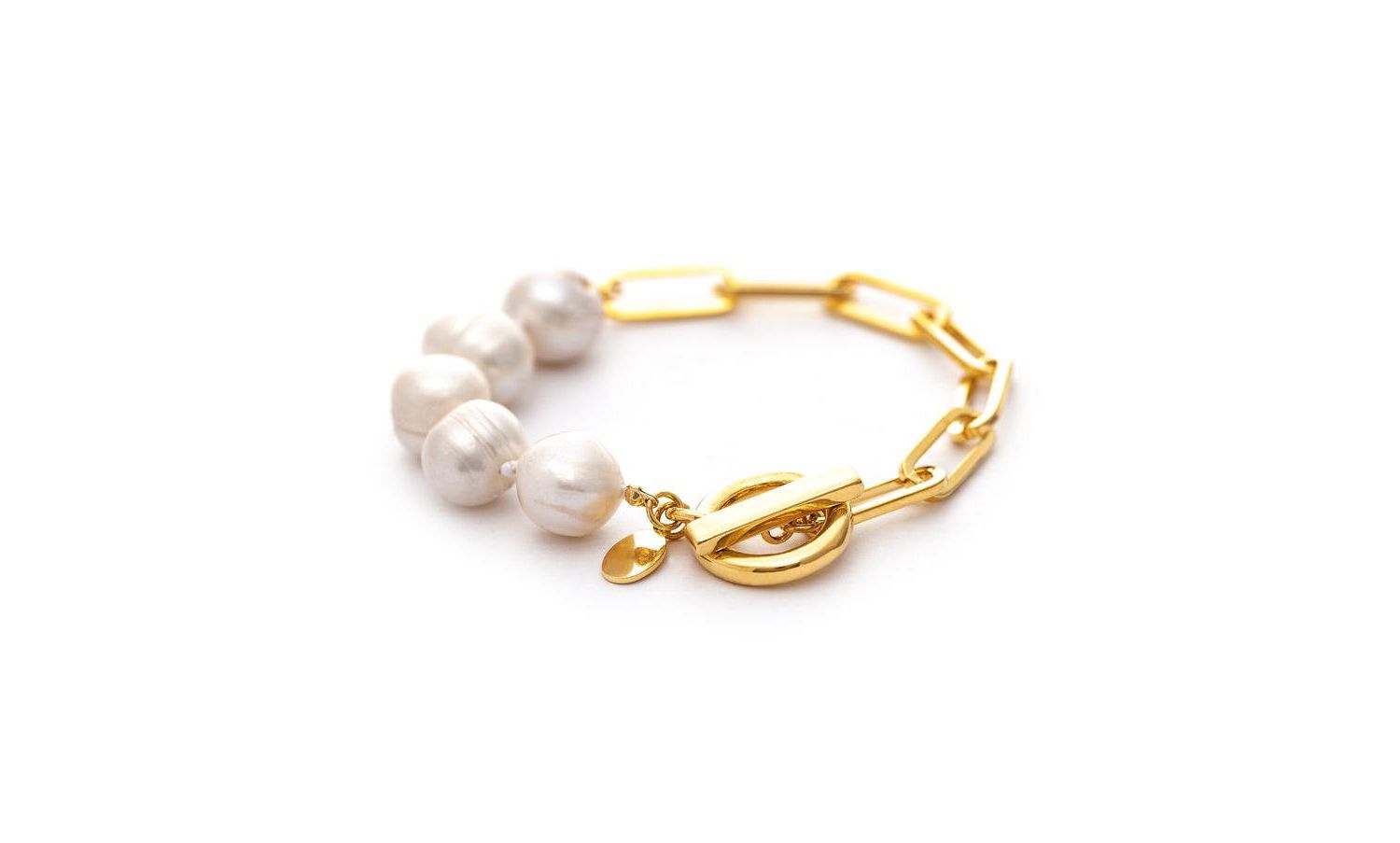 Mother of Pearl Bead and Chain Toggle Bracelet