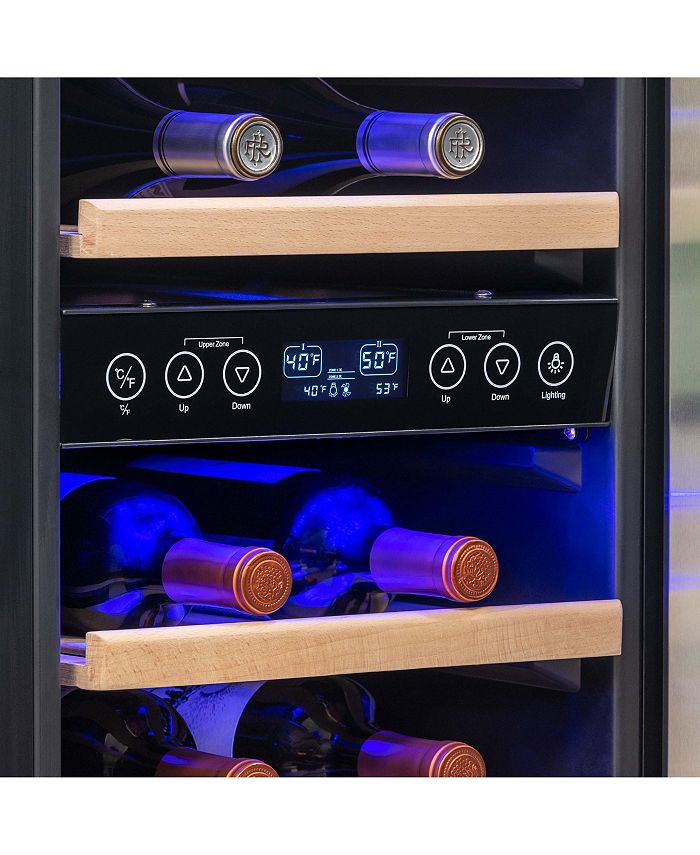 Newair 15" Builtin 29 Bottle Dual Zone Compressor Wine Fridge, Quiet