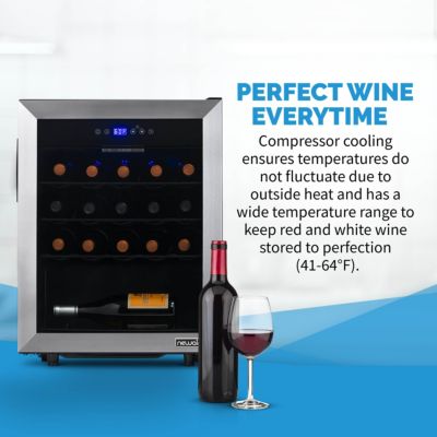 Freestanding 23 Bottle Compressor Wine Fridge in Stainless Steel, Adjustable Racks and Exterior Digital Thermostat