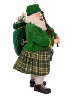 10.5" Fabriche Musical Irish Bagpiper Santa