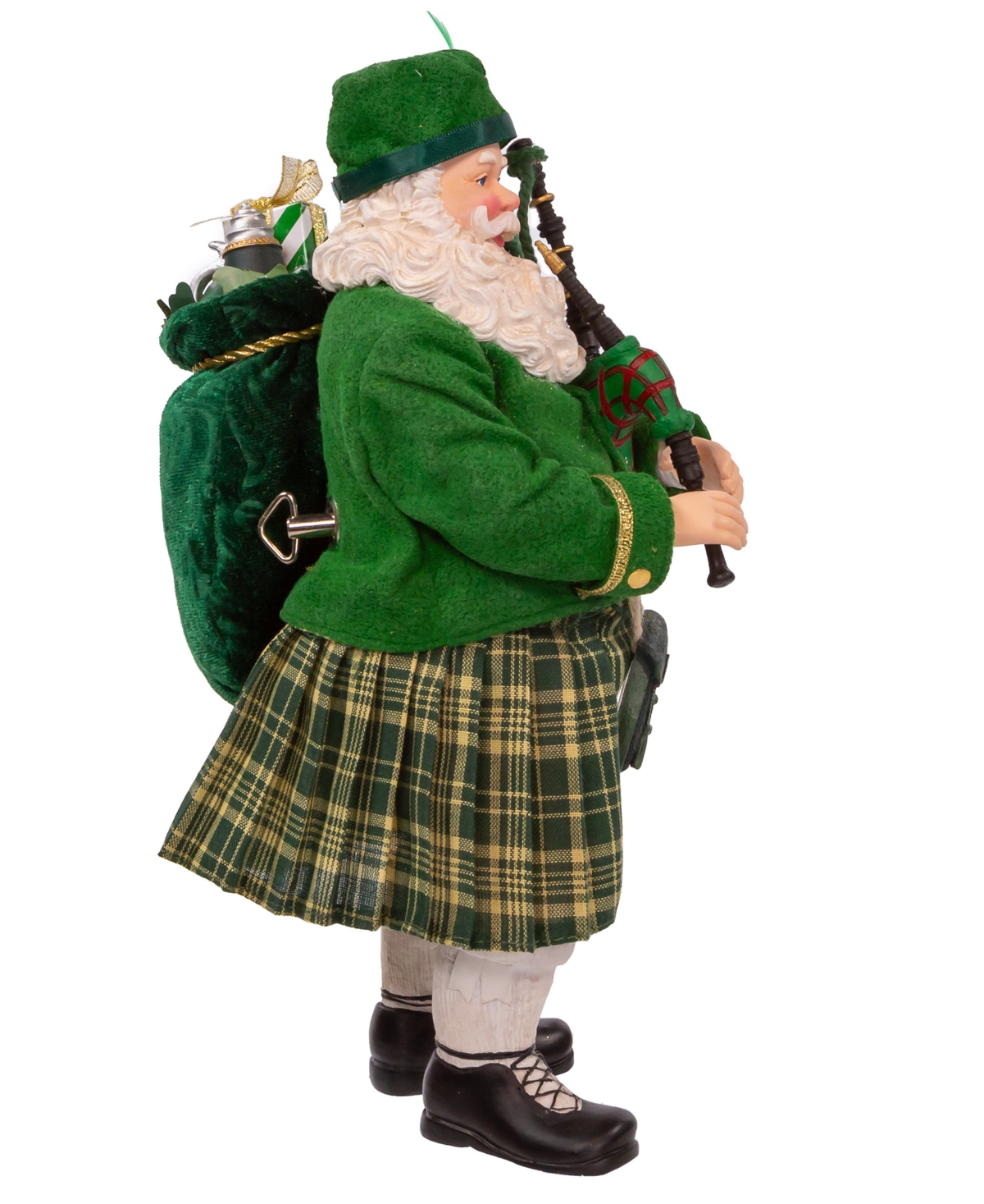Kurt Adler 10.5" Fabriche Musical Irish Bagpiper Santa In Multicolored