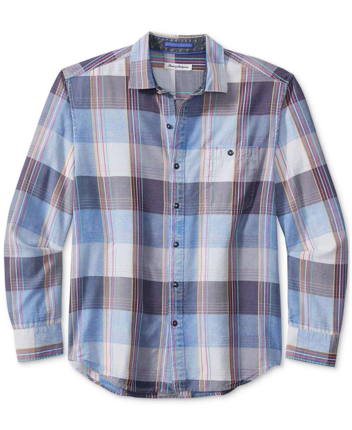 Shop Tommy Bahama Men's Mood Indio Plaid Shirt In Deep Space