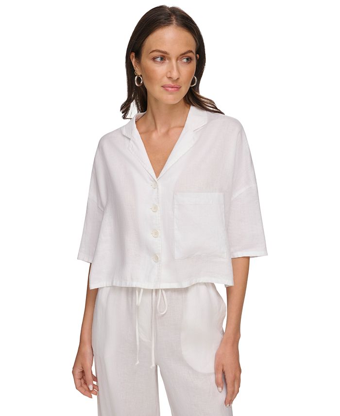 Cream Lace & Floral Button Front Top With Dolman Sleeves