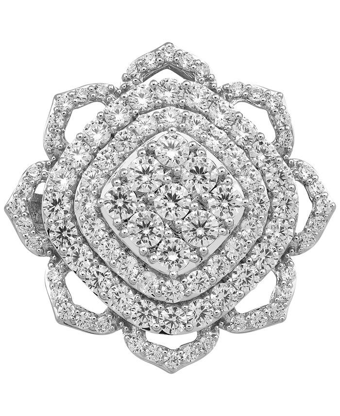 Macy's Diamond Flower Cluster Ring (3 ct. t.w.) in 10k White Gold Macy's