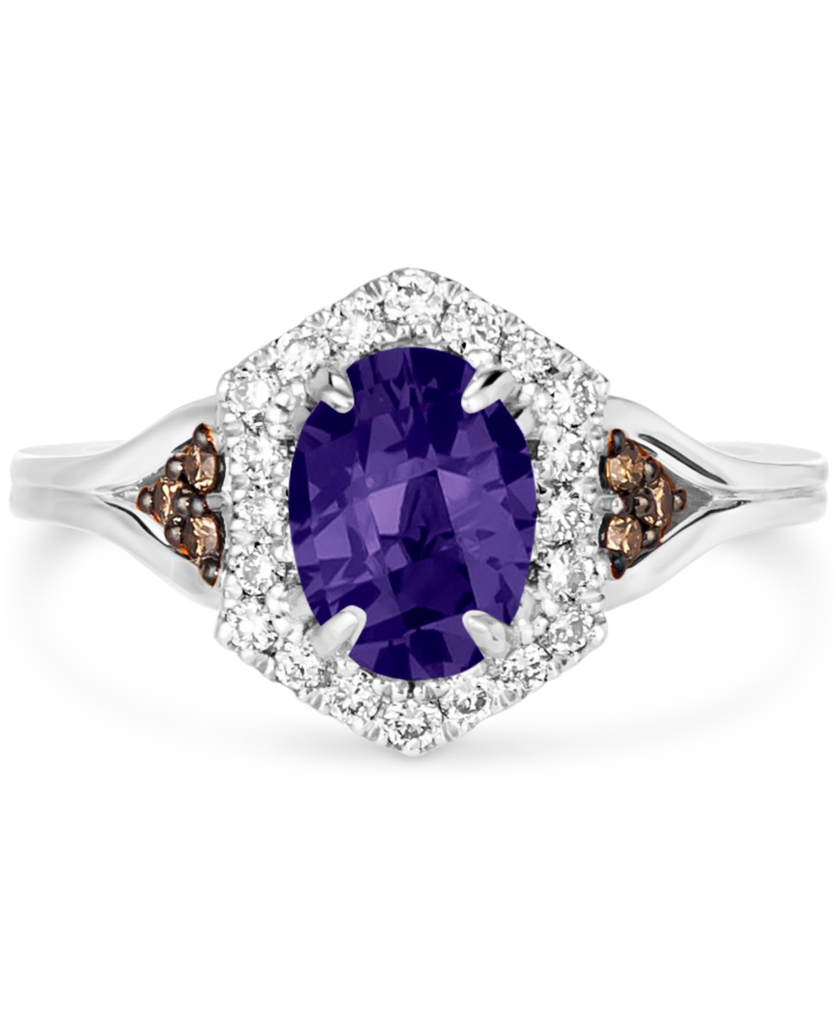 Le Vian Blueberry Tanzanite (1 ct. t.w.) & Diamond (1/3 ct. t.w.) Halo Ring in 14k White Gold - 14K Vanilla Gold Ring