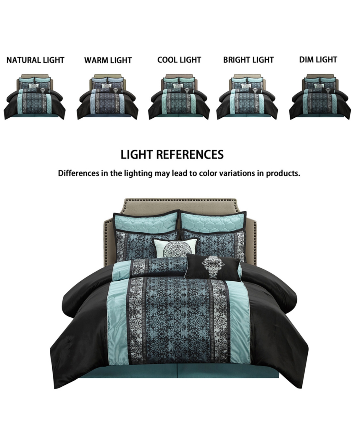 Nanshing Arabesque 8-piece Comforter Set, King In Black,blue