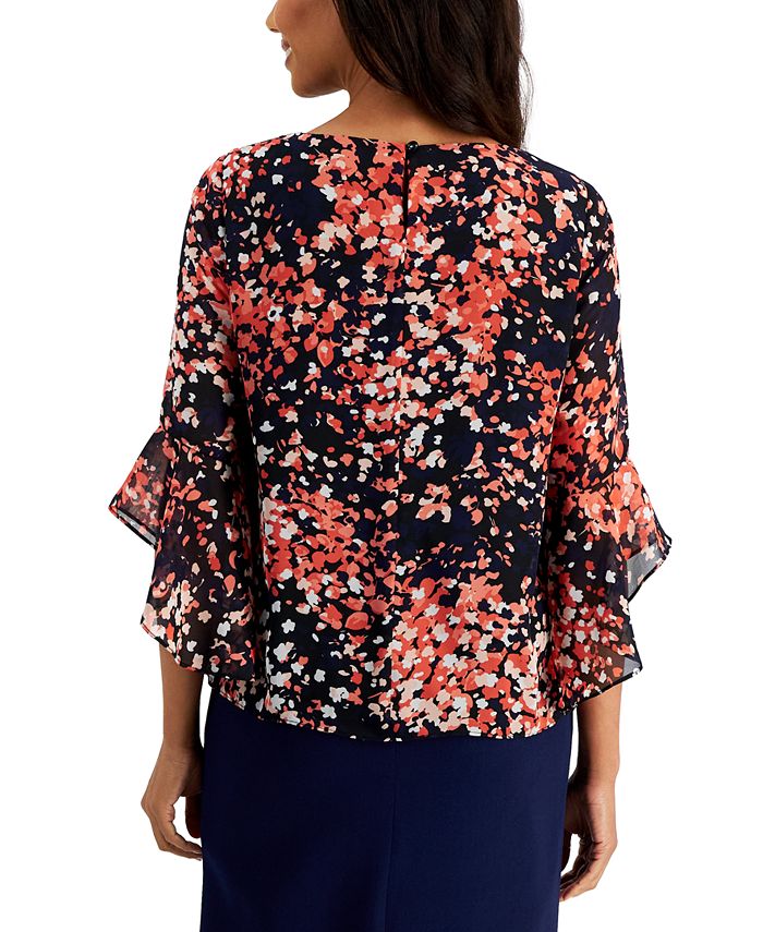 Kasper Women's Printed Ruffle-Sleeve Blouse - Macy's