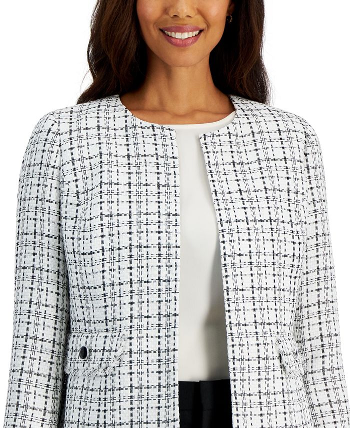 Tweed Fringe Trim Women Jacket