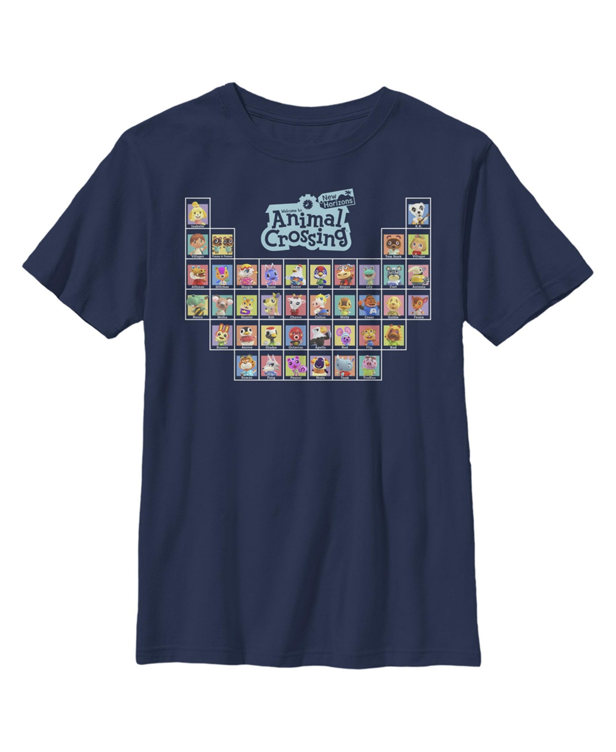 Nintendo Boy's  Animal Crossing New Horizons Periodic Table Of Characters Child T-shirt In Navy Blue