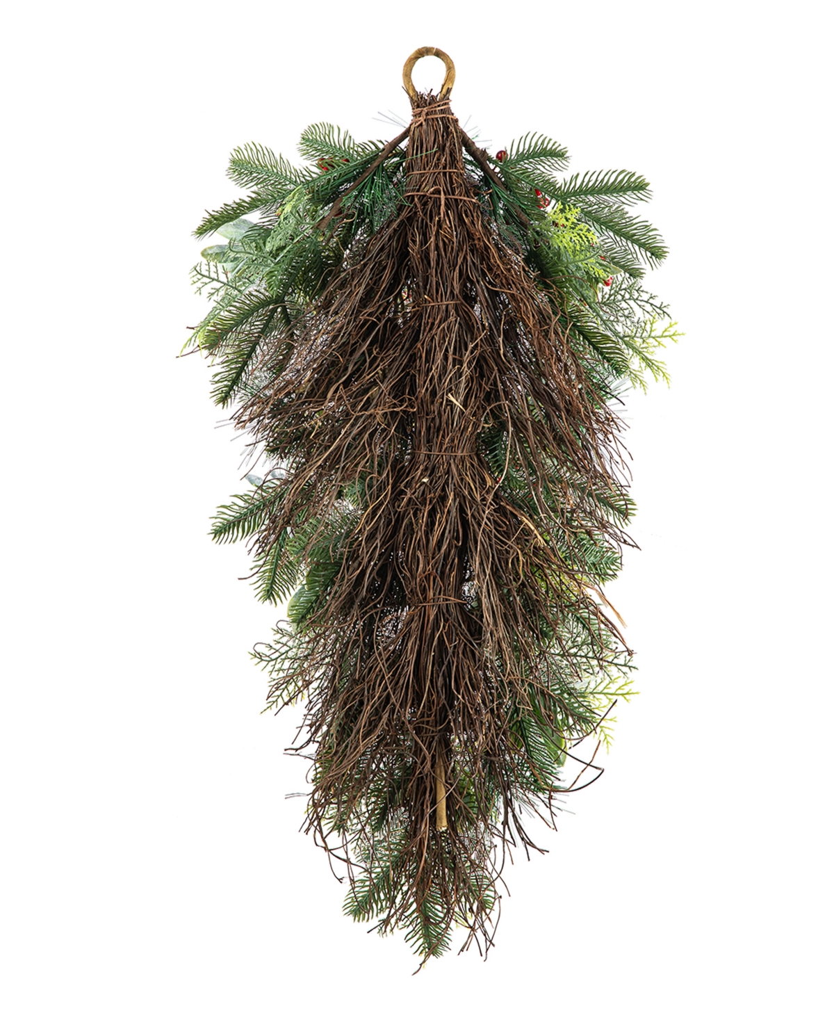 Glitzhome 26" H Berry, Pinecone And Bell Teardrop In Multi