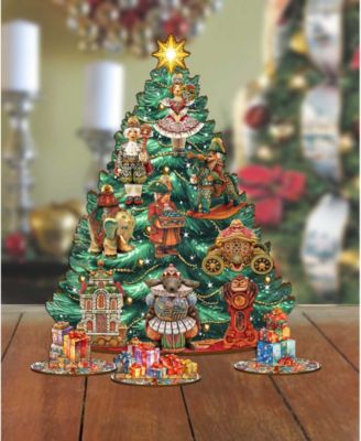 Nutcracker Mascarade Themed Wooden Christmas Tree with Ornaments Set of 13 G. DeBrekht